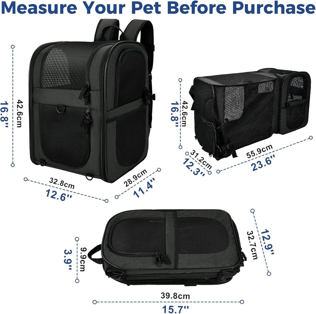 Apollo Walker Mochila transportadora de mascotas para gatos y perros grandes/pequeños, cachorros, características de seguridad y soporte de respaldo acolchado para viajes, senderismo, uso al aire