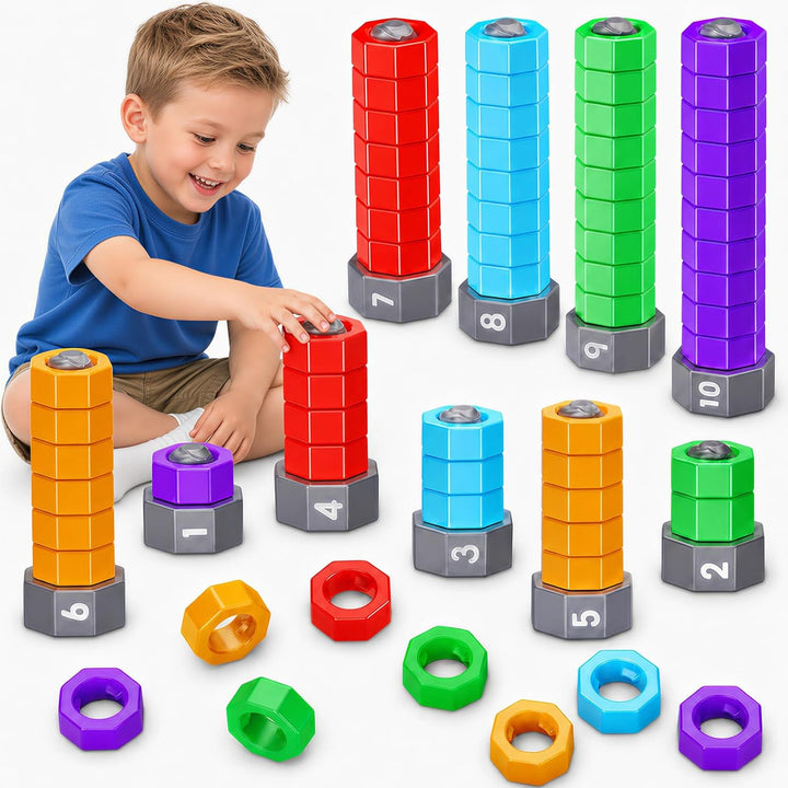 Juguetes Montessori de conteo y apilamiento 2 en 1 para niños de 1...