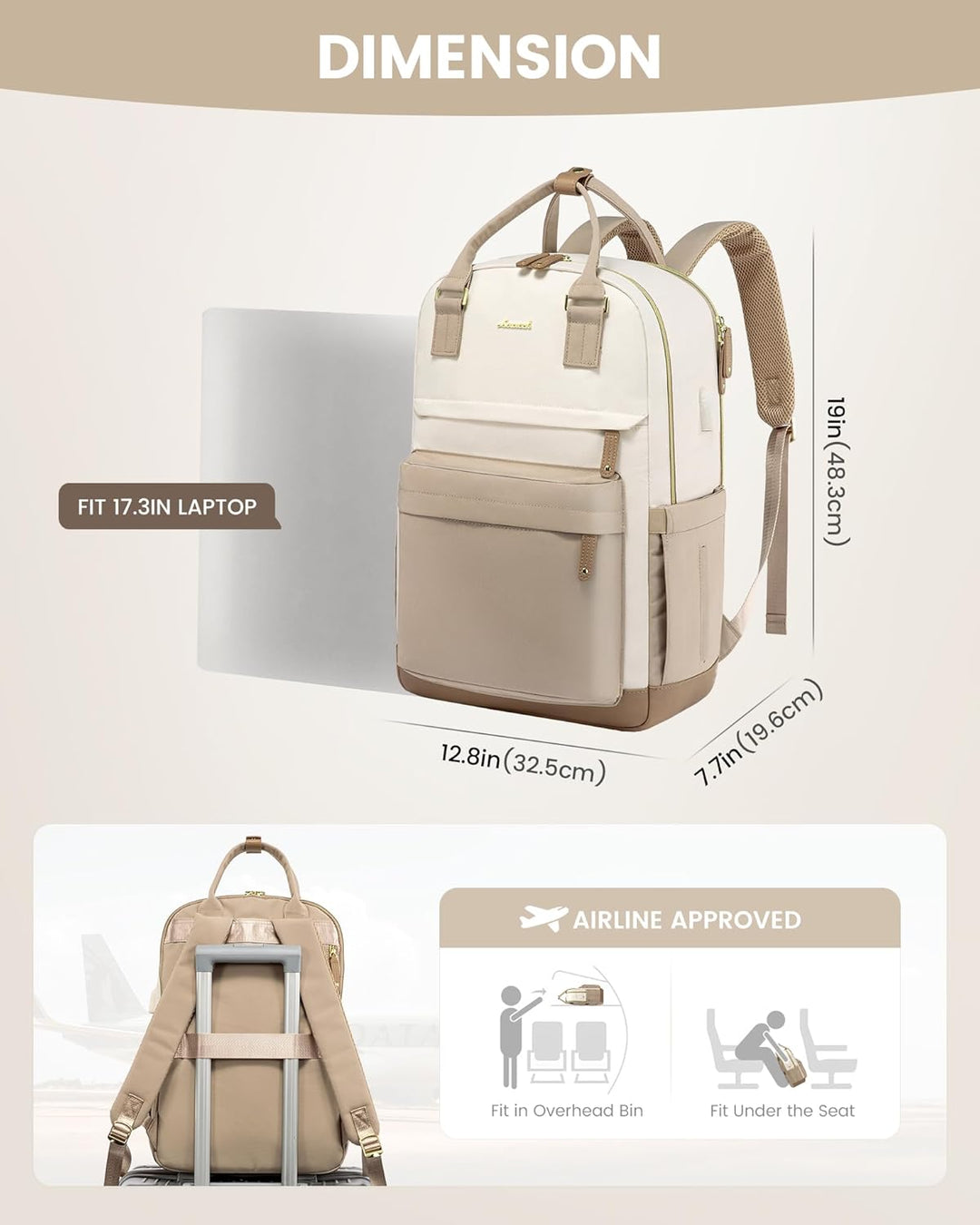 LOVEVOOK - Mochila para laptop de viaje para mujer, antirrobo, con...