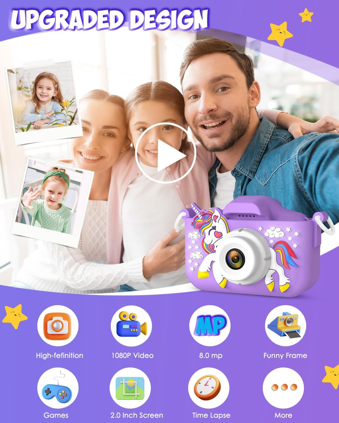 Juguetes de cámara para niños de 3 a 12 años, cámara de unicornio p...