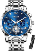 OLEVS Relojes para hombres Luxurious vestimenta acero inoxidable resistente al agua cronógrafo