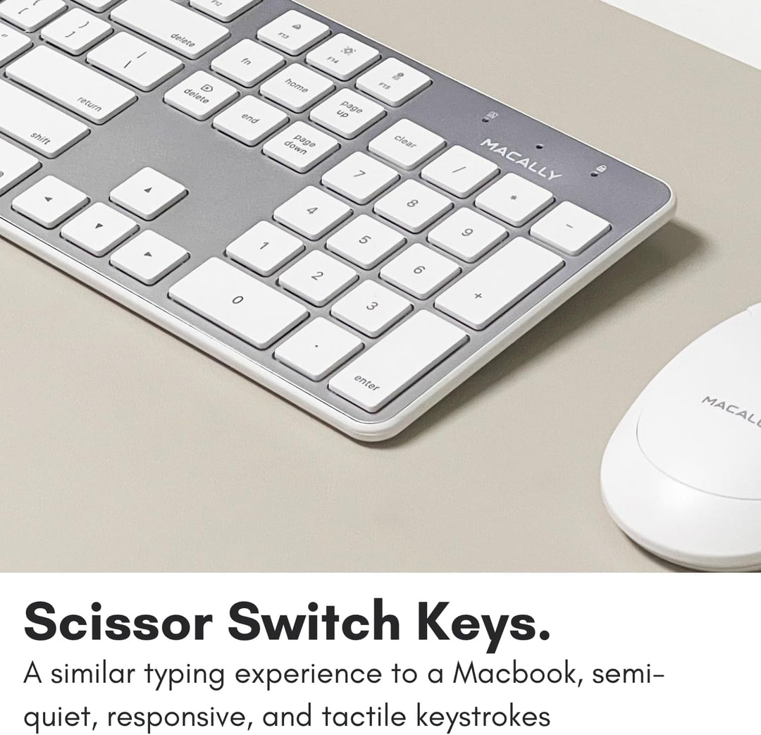 Macally Teclado USB ultradelgado con cable con teclado numérico par...