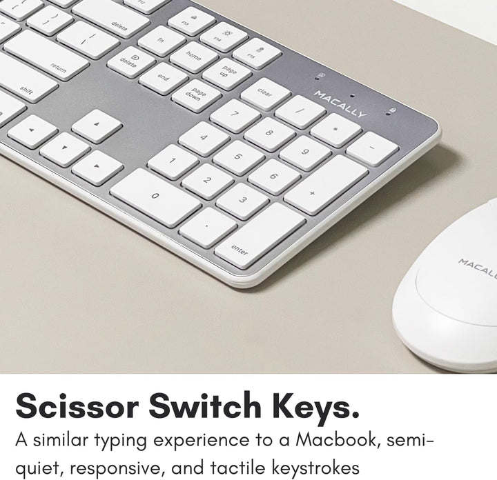 Macally Teclado USB ultradelgado con cable con teclado numérico par...