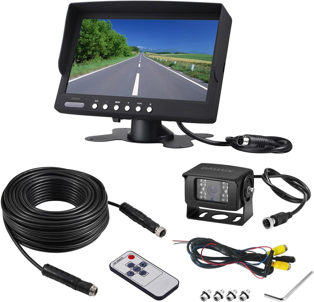 Kit de monitor de cámara de respaldo para camión, vehículo resistente, impermeable, visión nocturna, gran angular, cámara de cabina de visión trasera + pantalla de 7 pulgadas + cable de extensión de