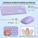 Combo de teclado y mouse inalámbricos, teclado ergonómico silencios...