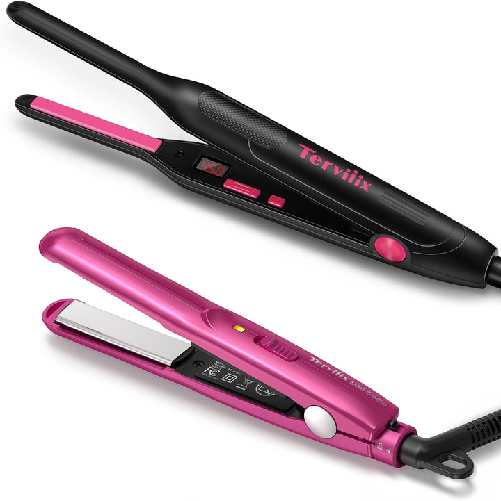 Terviiix Plancha plana tipo lápiz (negro rosa) y mini plancha plana...