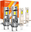 SEALIGHT H1 H7 Bombillas LED Combo, 180,000LM 6500K Blanco Frío H7 H1, 70K+Hrs Vida útil Sistema de refrigeración de sustrato de cobre de alta calidad, tamaño 1:1 fácil de instalar, paquete de 4