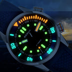 BERNY Reloj de buceo para hombre, relojes mecánicos automáticos de moda para hombres, reloj de pulsera masculino impermeable 20ATM, cristal de zafiro súper luminoso con banda de reloj de silicona