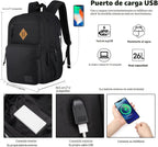 KEOFID Mochila de viaje para hombres y mujeres, mochila antirrobo para computadora portátil con puerto de carga USB para el trabajo, bolsa grande para la universidad, mochila de mano con correa de equipaje, resistente al agua (negro)