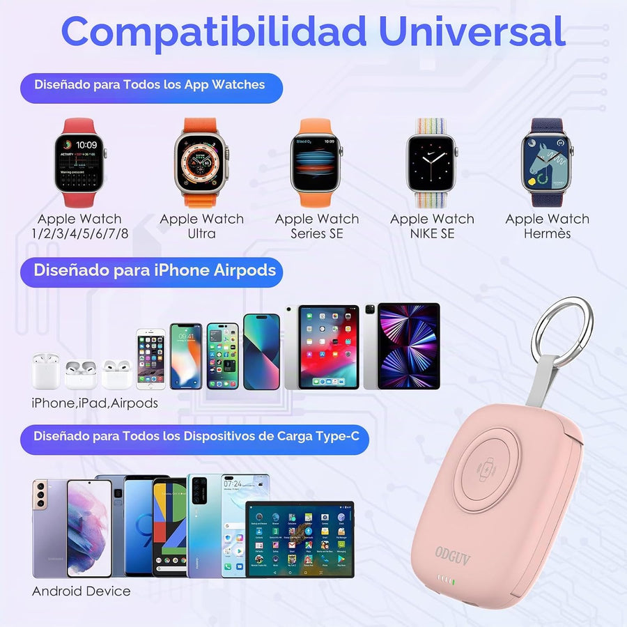 Cargador portátil pequeño de 5000 mAh, cargador inalámbrico iWatch...