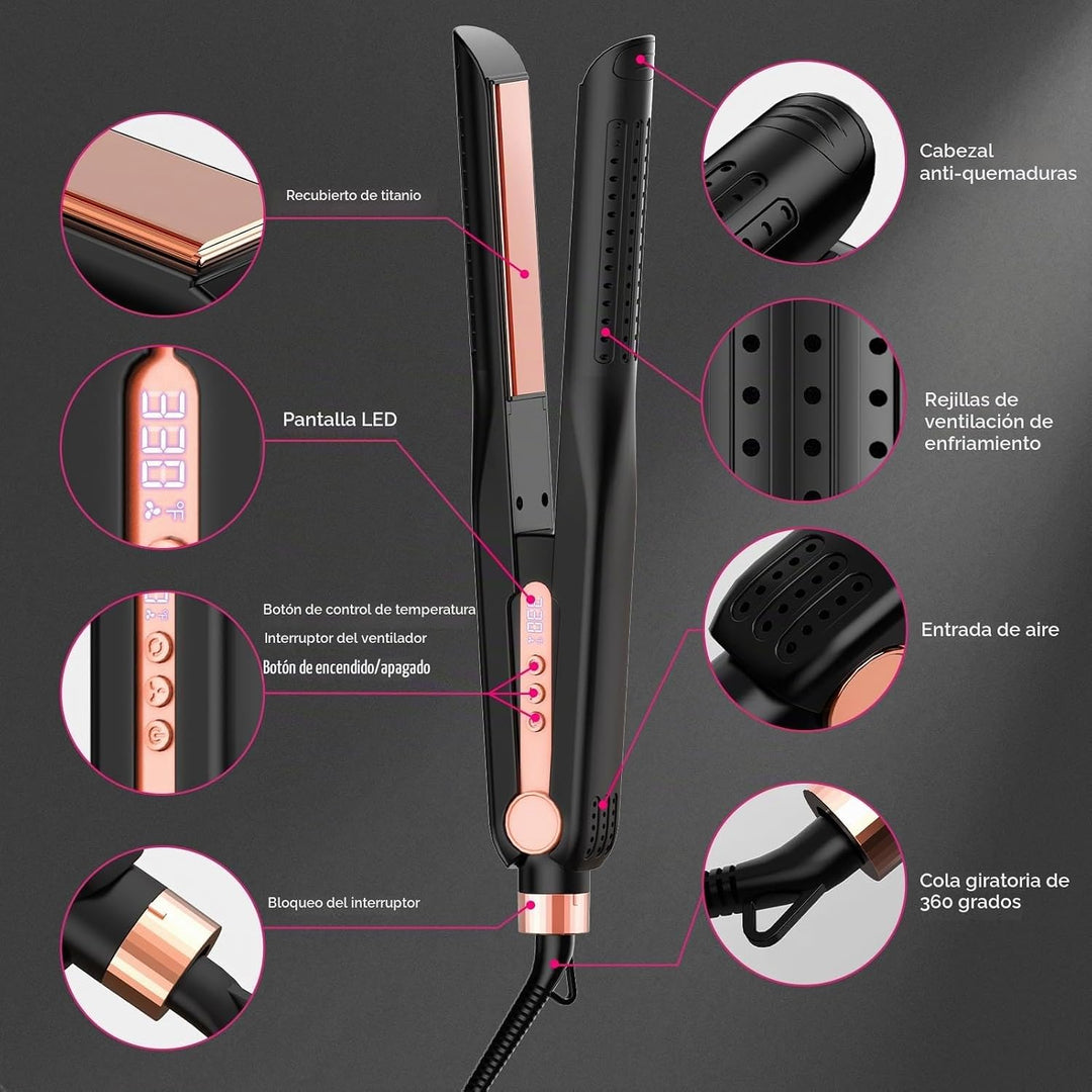 SKIMI Airflow Styler, plancha de pelo de titanio alisadora de cabel...