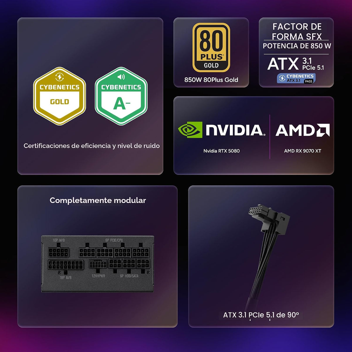Cooler Master Fuente de alimentación V850 SFX Gold ITX SFF, PCIe 5....