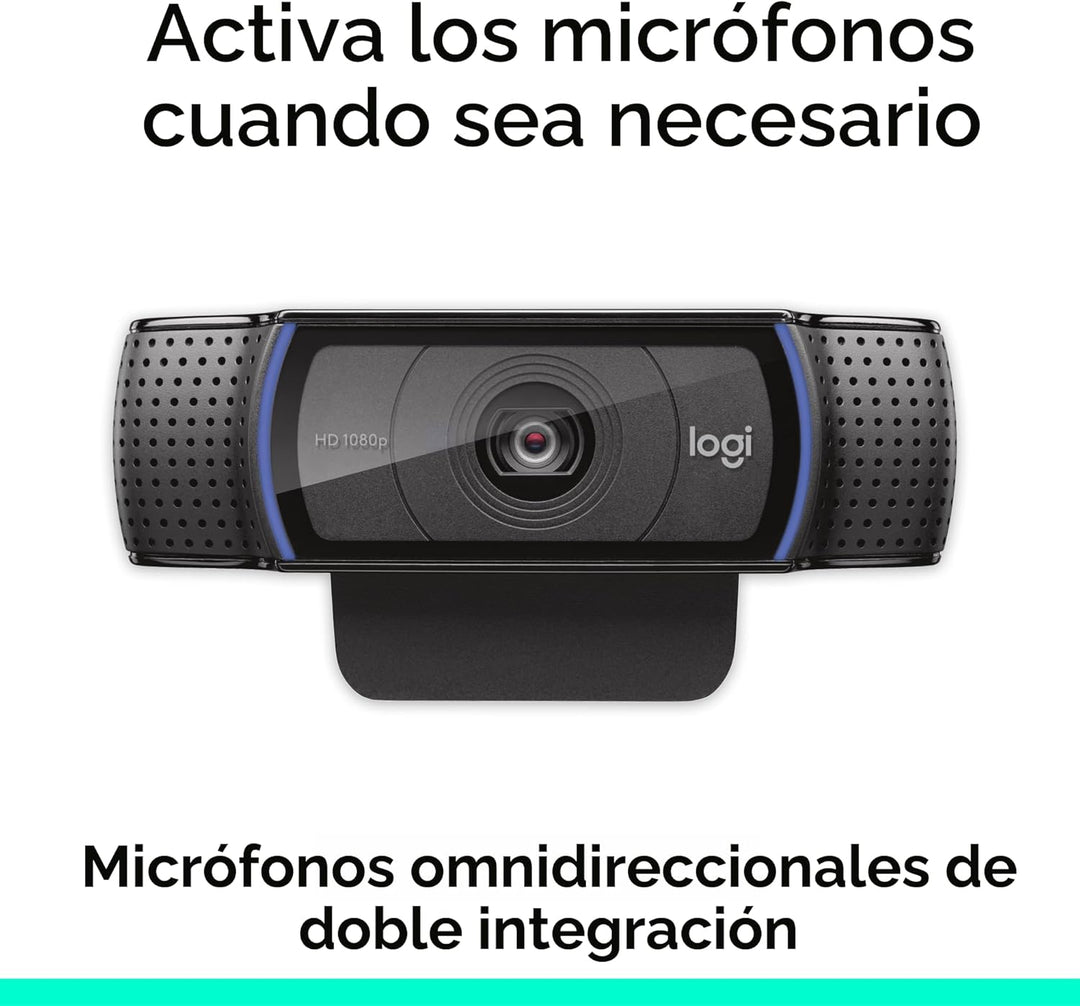Logitech C920e HD 1080p Cámara web con micrófono habilitado, certif...