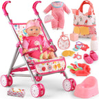 YIYBM Muñeca de bebé con juego de cochecito con muñecas de bebé