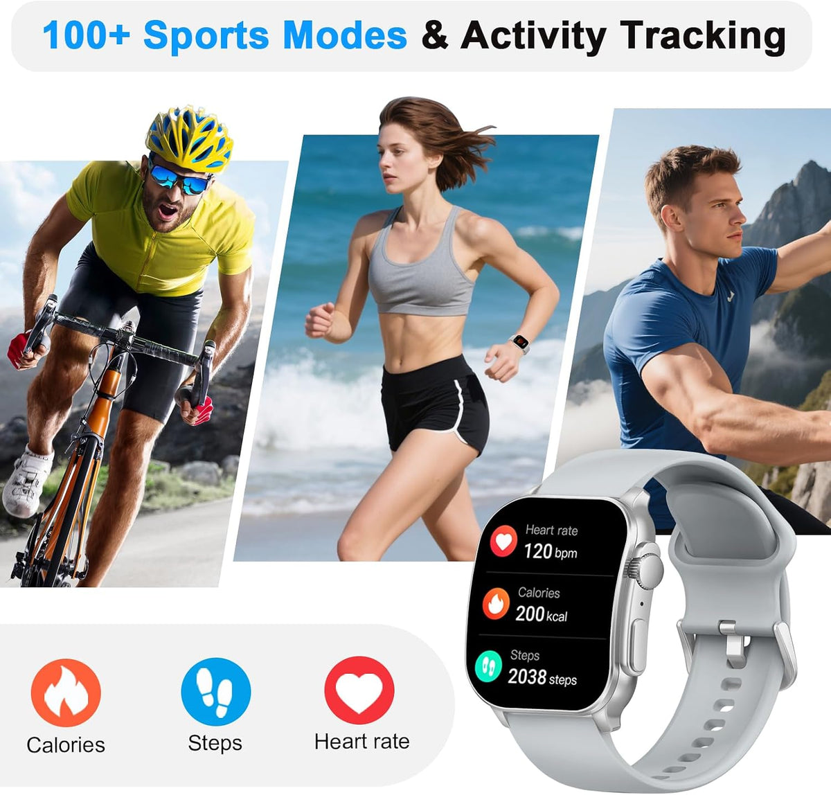 Poounur Reloj inteligente, AMOLED 2026 con pantalla táctil completa HD curvada, compatible con iOS y Android para entrenamiento diario, regalo de negocios