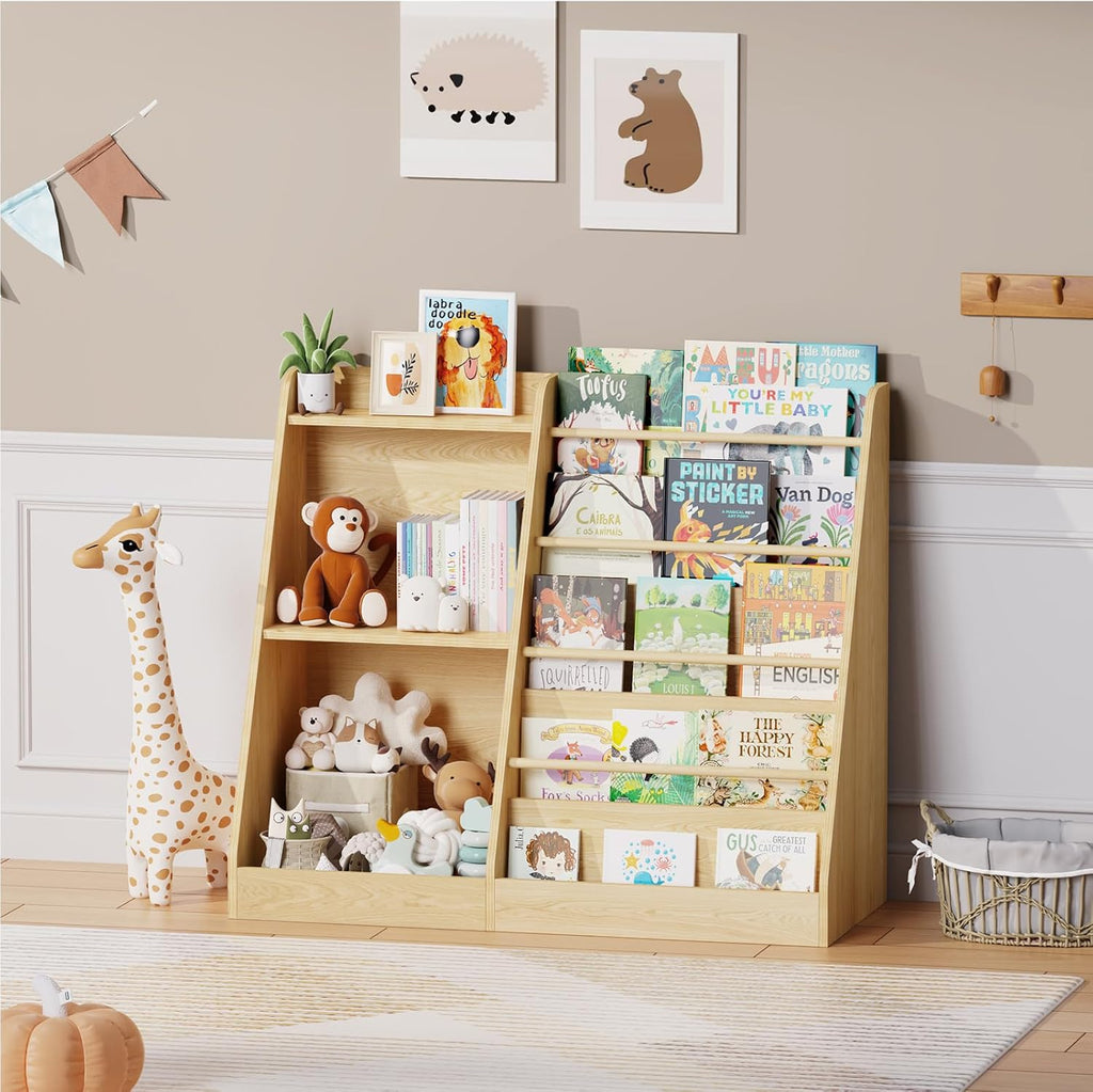 Lkeiyay Estantería infantil con almacenamiento, estantería frontal