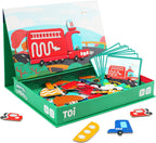 Toi Juguetes magnéticos para niños, cajas de rompecabezas magnéticas con tablero de juego, Vehículo