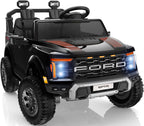First Ride On Juguetes de paseo de 24V para niños grandes, Ford F-150 Raptor con licencia de 2 asientos, auto de paseo para niños con control remoto, automóvil eléctrico para niños pequeños con luces