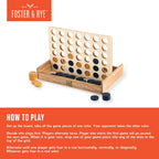 Foster & Rye Four and Win - Juego de mesa clásico, juegos para 2 jugadores, diseño vintage de madera - Juego de mesa de sobremesa