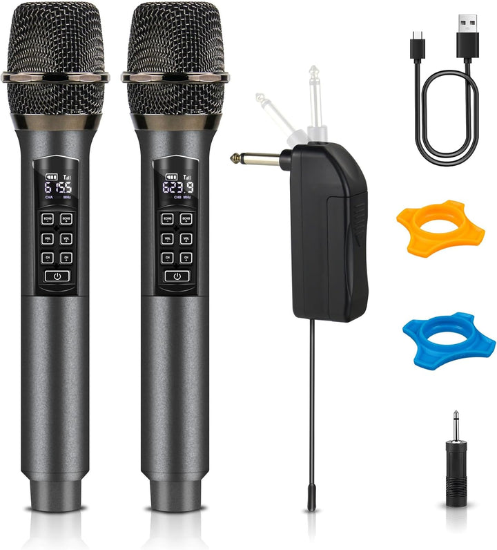 Micrófonos inalámbricos para canto de karaoke, sistema de micrófono...