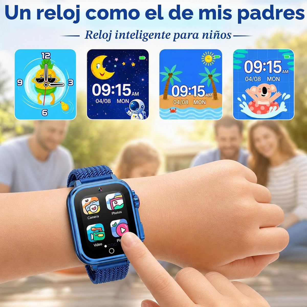 Reloj inteligente infantil para niñas y niños de 4 a 10 años, color