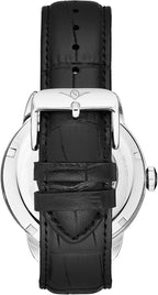 Stuhrling Original Reloj de vestir automático para hombre con correa de cuero en relieve de cocodrilo con esfera de esqueleto