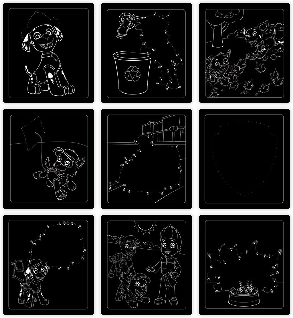 Melissa & Doug PAW Patrol Scratch Art - Paquete de 3 almohadillas de actividades de viaje Chase, Skye, Marshall Color Reveal