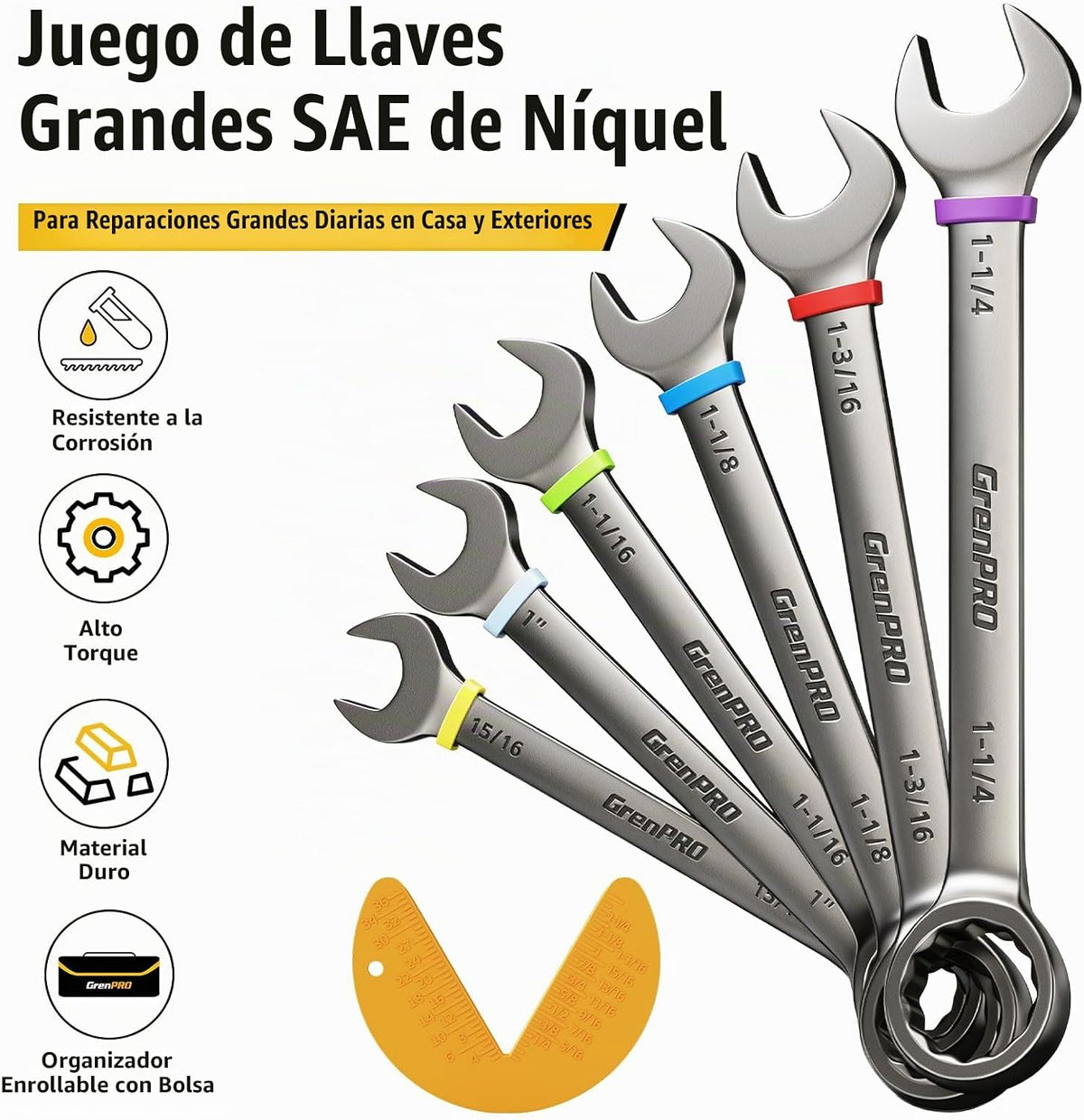 Juego de llaves SAE grandes de 15/16"-1-1/4", juegos de