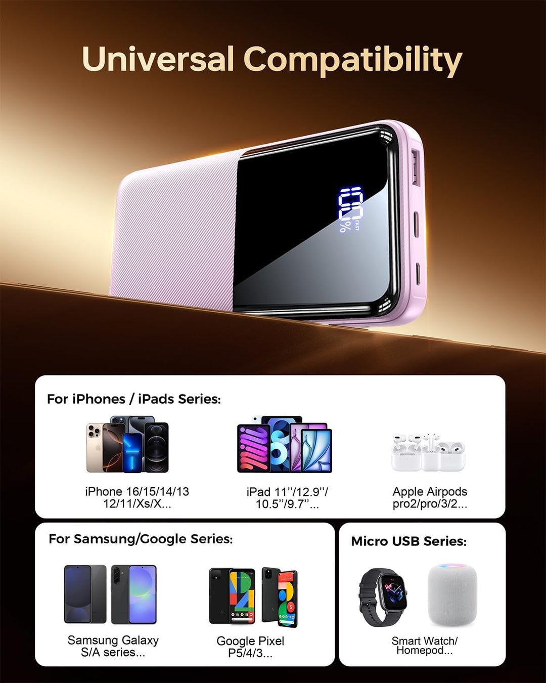 CFIAI Cargador portátil con batería de 15000 mAh, cargador de teléf...