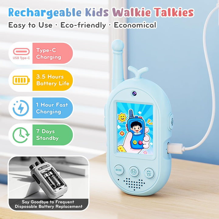 Walkie Talkies de video para niños paquete de 2 walkie