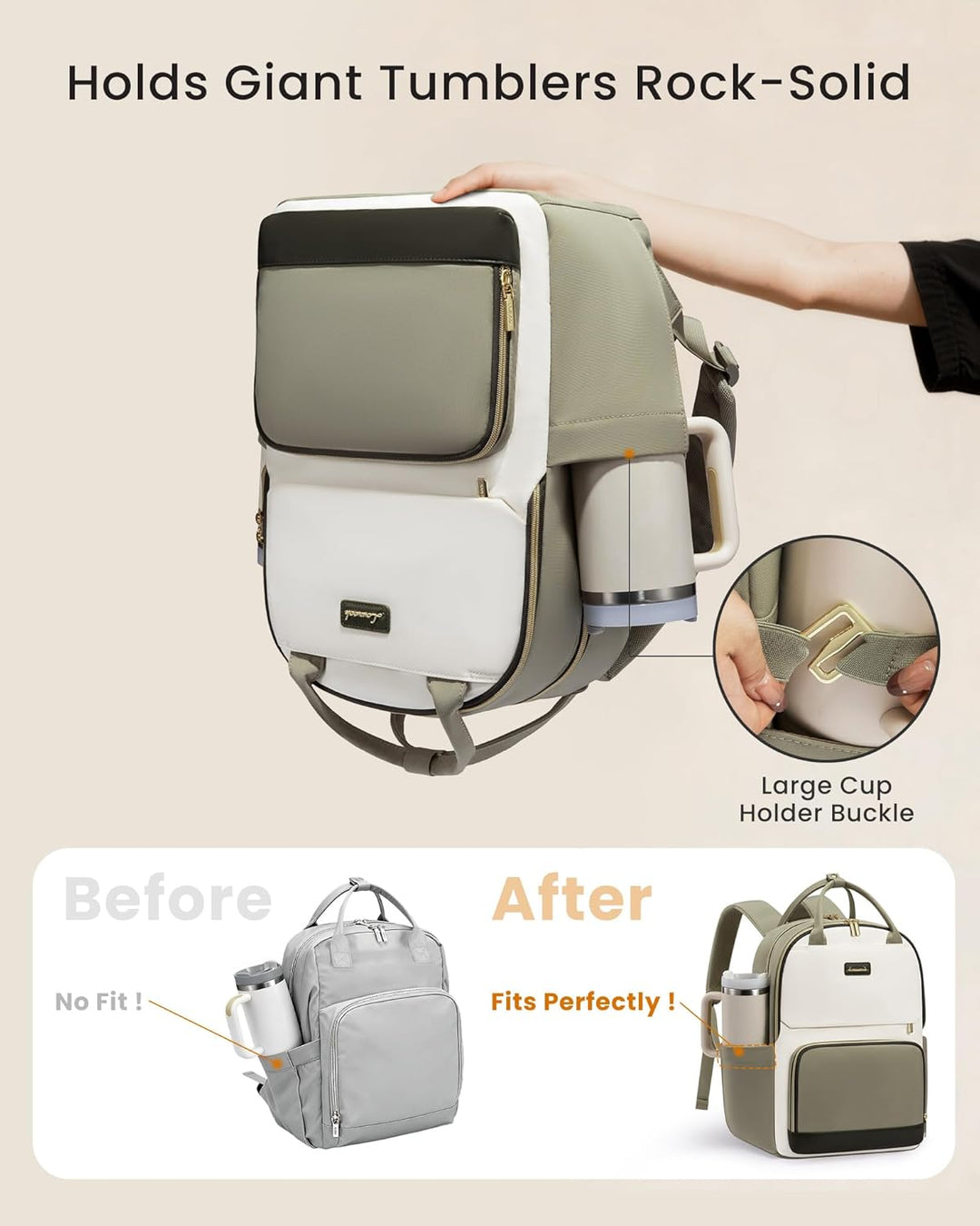 LOVEVOOK - Mochila para laptop para mujer con bolsillo portabotella...