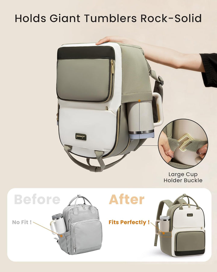 LOVEVOOK - Mochila para laptop para mujer con bolsillo portabotella...