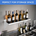 ROCKPOINT Estante de acero inoxidable de 12 x 48 pulgadas, 350 libras, paquete de 2 estantes flotantes de montaje en pared comercial NSF con protector contra salpicaduras para restaurante, cocina