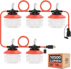 Cadena de luz de construcción de 50 pies y 75 W, certificado ETL, 18/2 SJTW