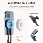 ULANZI MA30 - Soporte magnético de trípode para iPhone - Maglock de aluminio para teléfono inteligente, mini trípode de bolsillo, soporte para teléfono celular, imán fuerte, montaje rápido