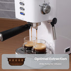 Gevi - Máquina compacta de café expreso de 20 barras con espumador de leche para café con leche y capuchino