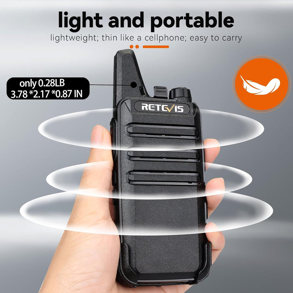 Retevis Radio bidireccional RT22 recargable de largo alcance, radio portátil de 2 vías, carga USB-C, walkie talkies manos libres para adultos, crucero, senderismo, campamento (paquete de 4)