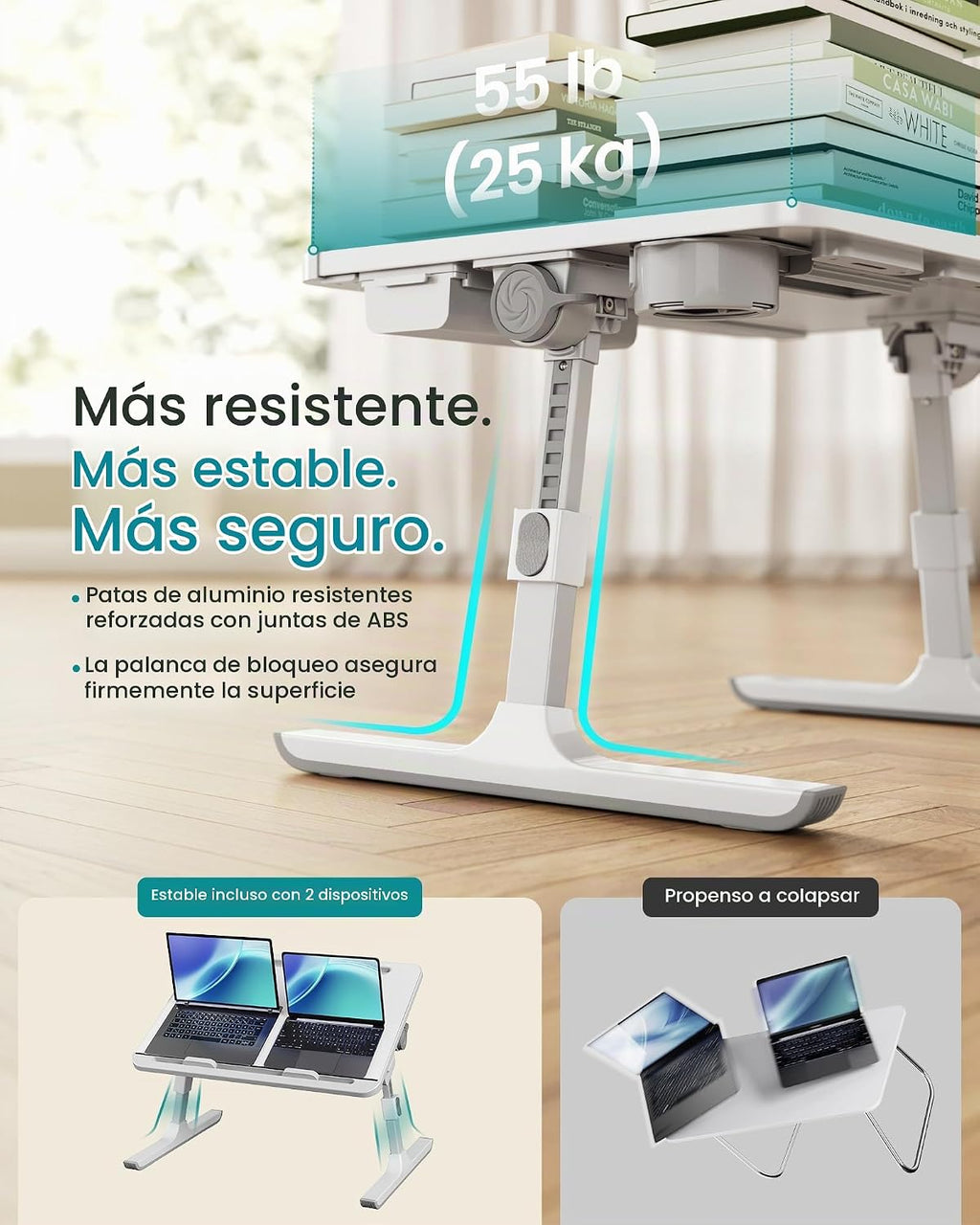 SONGMICS Escritorio para computadora portátil de cama, plegable, altura