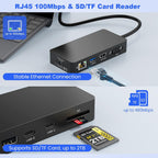Estación de acoplamiento para superficie con adaptador de corriente, base de superficie 11 en 1, monitor dual 4K HDMI y VGA, Ethernet, concentrador USB, lector de tarjetas SD/TF para Surface Pro