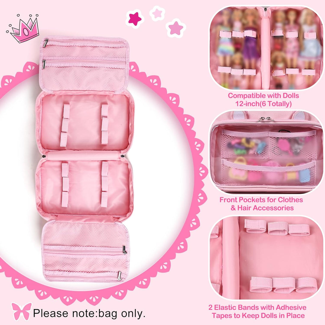 DSLIUPIU Funda de transporte compatible con muñecas Barbie de 12 pu...