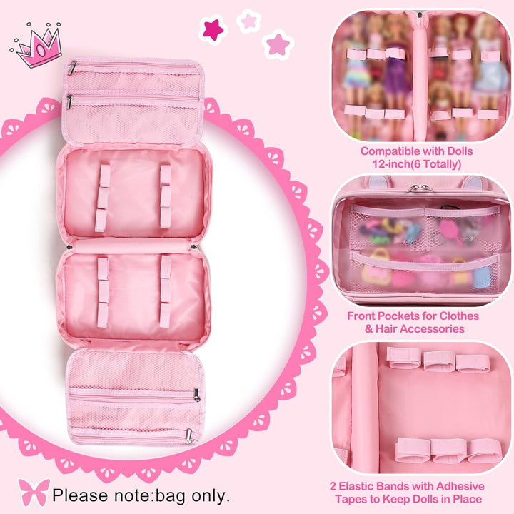 DSLIUPIU Funda de transporte compatible con muñecas Barbie de 12 pu...