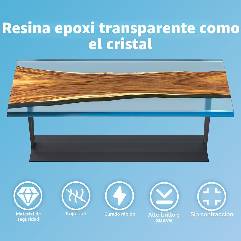 Resina Epoxi-2 Galones, Kit de Resina Epoxi Cristalina Transparente, Sin Amarillamiento Sin Burbujas Fundición Artística para Manualidades Artísticas, Fabricación de Joyas, Madera y Moldes (1