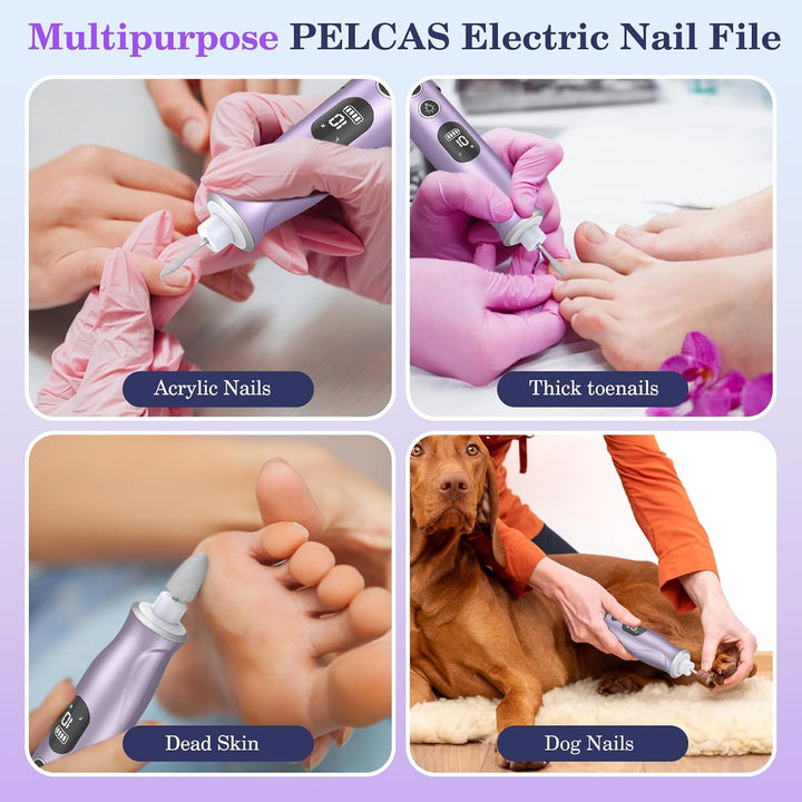 PELCAS Taladros de uñas eléctricos, lima de uñas inalámbrica de 10...