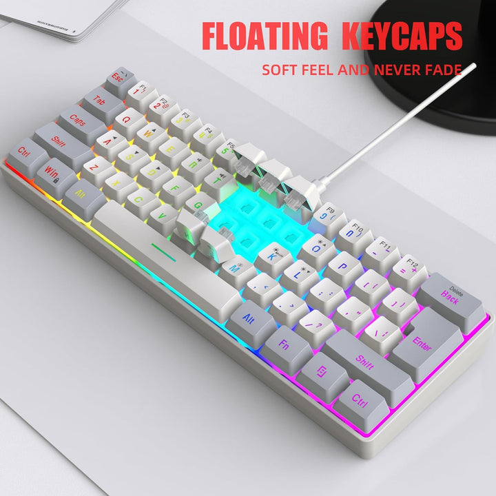 Snpurdiri - Teclado para videojuegos 60% con cable, pequeño, retroi...