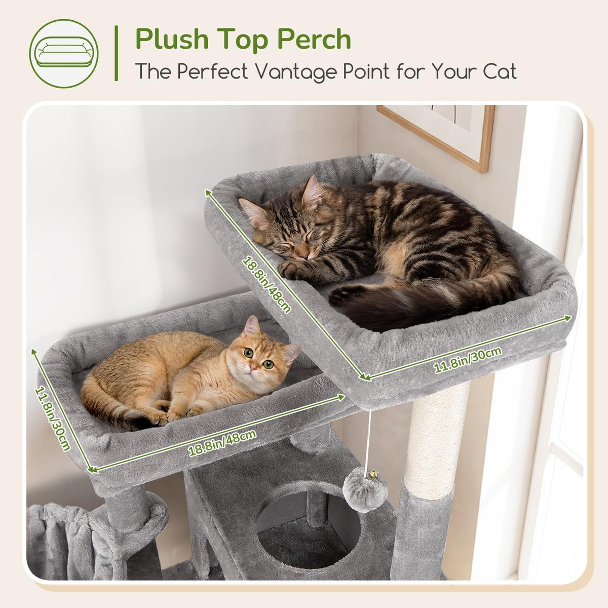 Globlazer Tall Cat Tower - Casa de árbol extragrande para gatos, S77D, gris