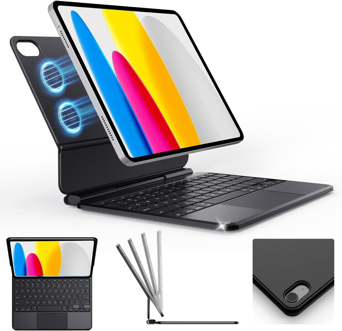 BOBOLEE Funda de teclado delgada de aluminio para iPad (A16) 11ª/10ª