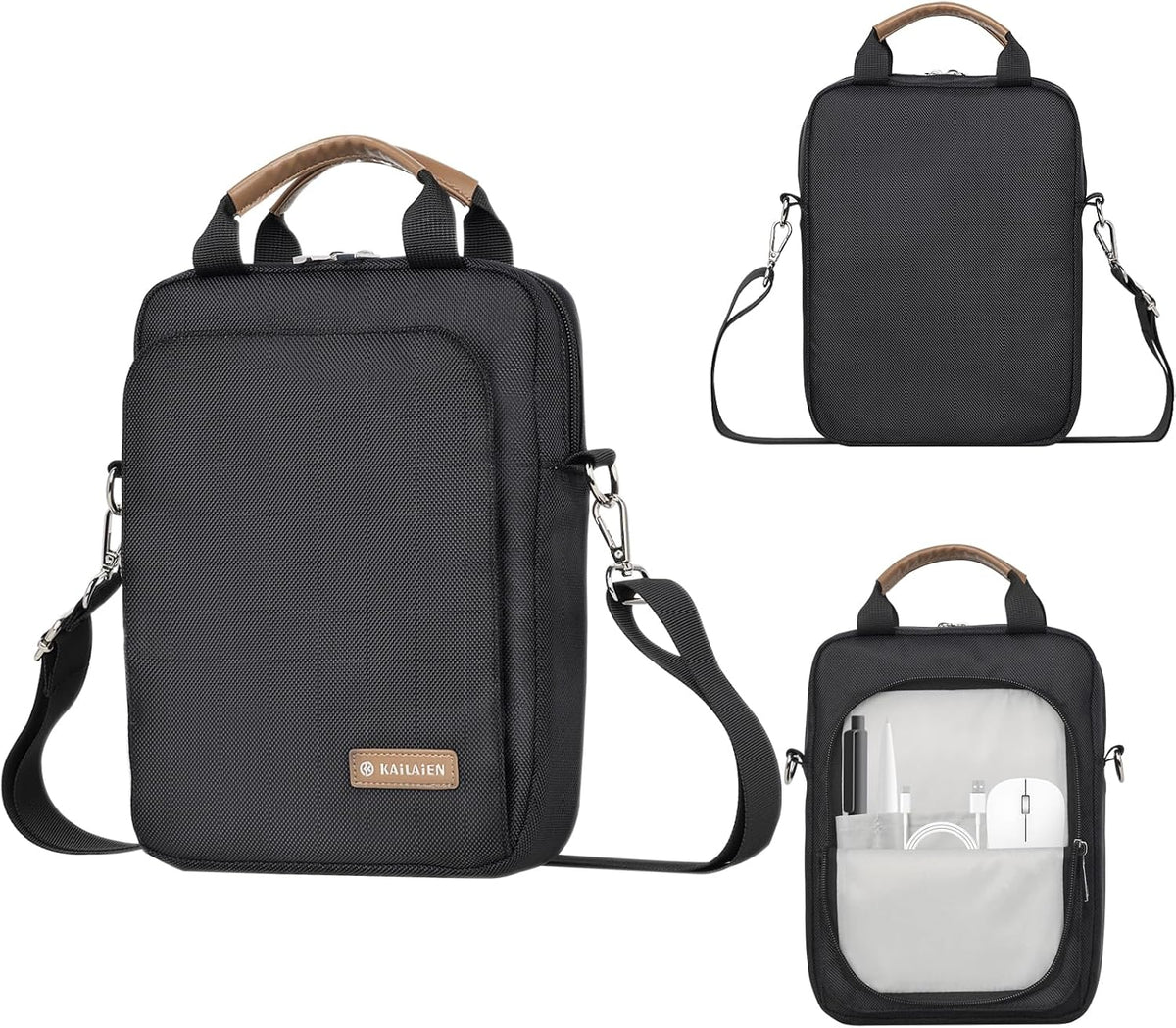 Funda para tablet de 7 a 9 pulgadas, bolsa para iPad mini 6/5/4/3/2, Samsung Galaxy Tab A7 Lite de 8.7 pulgadas/Tab A 8.0 pulgadas, Kindle 2022/10/9/8/7/6, lector electrónico, con correa de hombro extraíble (negro)