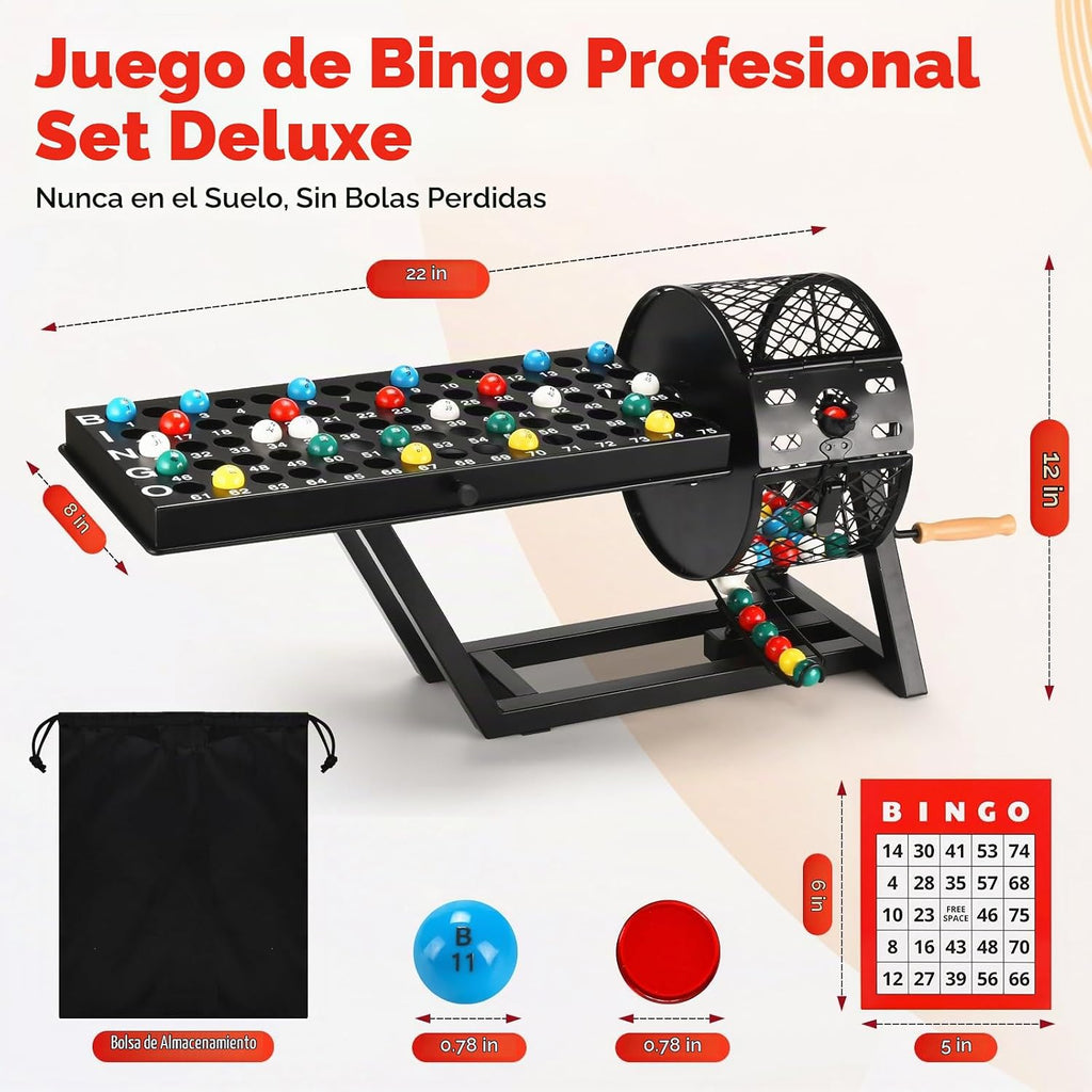 Juego de bingo profesional de lujo, juegos de bingo de mesa para adultos para grupos grandes, bolsa de almacenamiento para fiestas de adultos, noche de juegos, comunidad y familia