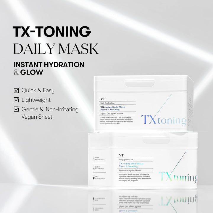 VT COSMETICS TX Mascarilla Tonificante Diaria 30 Hojas, Ácido Trane...