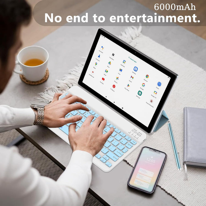 Tablet de 10 Pulgadas Android, Tablet 2 en 1, Incluye Teclado, Rató...